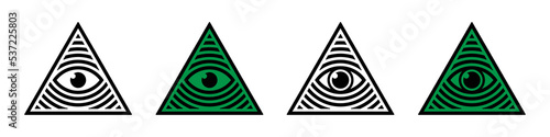 Illuminati set icon symbols. Masonic icon. All seeing eye Icon, Vector Illustration