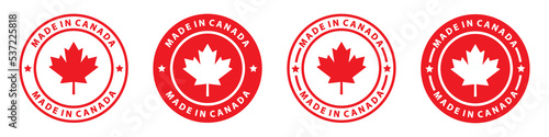 Made in Canada label icon, vector illustration.