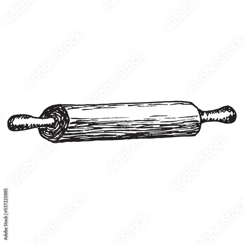 Vintage hand drawn rolling pin. vector. Isolated