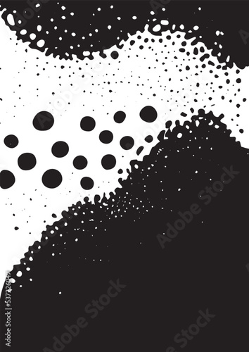 Abstract poster background. Particles in the vortex funnel. Black and white illustration.