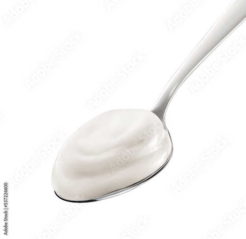 yogurt on silver spoon