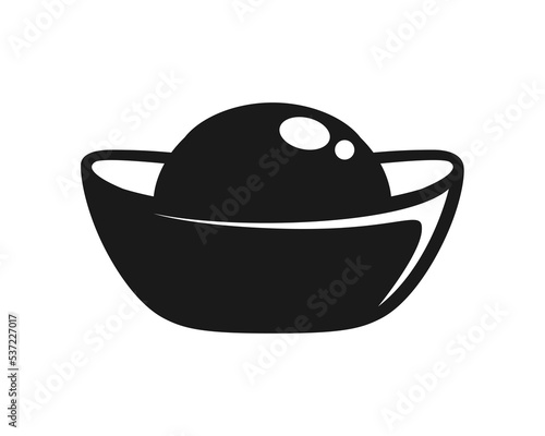 Gold Chinese old money ingot vector illustration icon silhouette