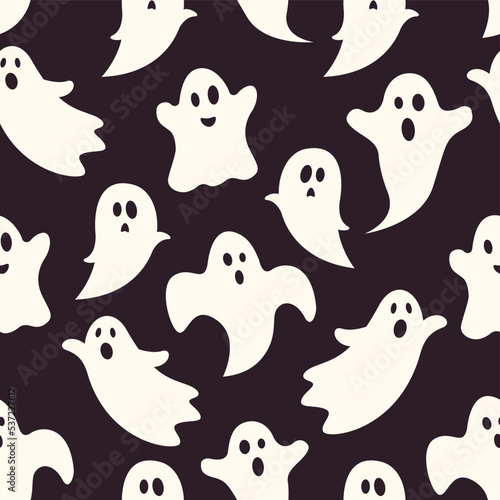Happy Halloween. Haunted pattern. Cute ghosts. Hand drawn vector. For gift paper  packaging  wallpaper.