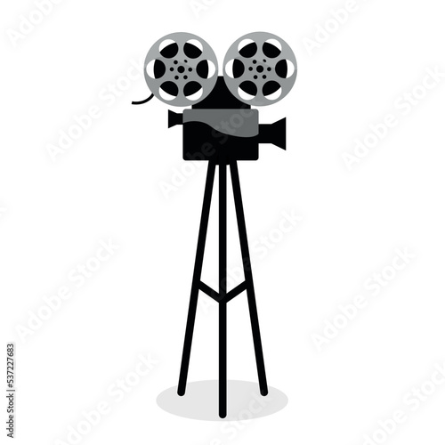 Movie camera on a tripod, illustration, vector