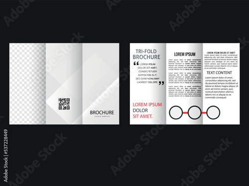 simple gray trifold brochure. isolated realistic trifold standard leaflet editable