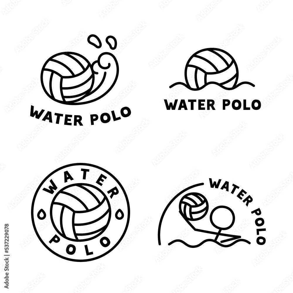 water polo logo kawaii doodle flat cartoon vector illustration