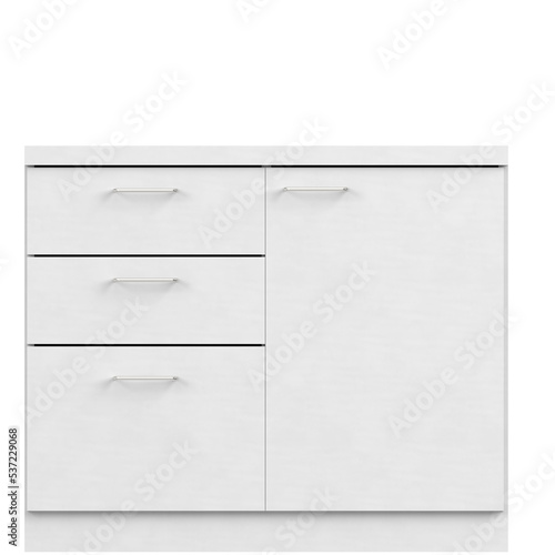 3d rendering illustration of an office chest of drawers