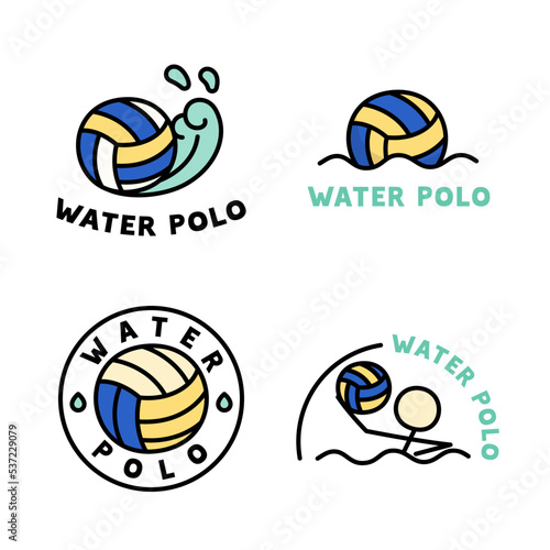 water polo logo kawaii doodle flat cartoon vector illustration