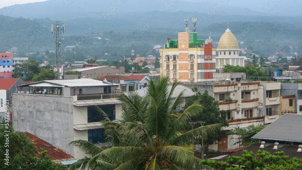 beautiful view from the top of a building in Manado city