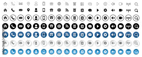 Simple vector icons set. Contact us icons