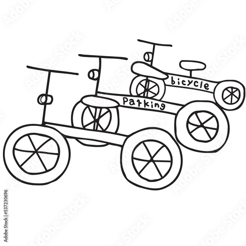 駐輪場の線画イラスト