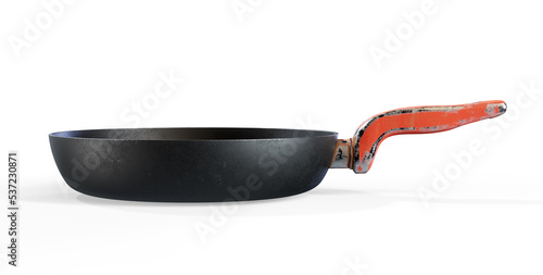 Frying pan for grill with ribbed surface isolated on white background. 3d render