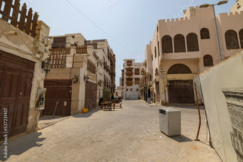 Buildings within the Al-Balad historical area of Jeddah in the western region of Saudi Arabia photo