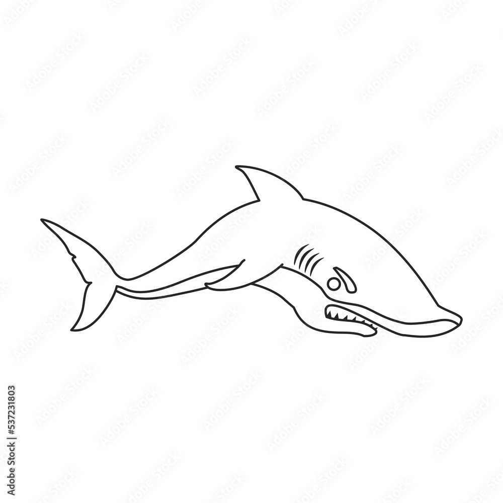 Fototapeta premium Shark vector icon.Outline vector icon isolated on white background shark.