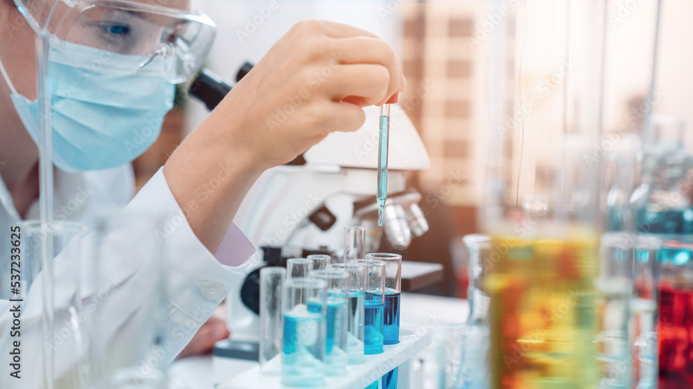 Scientist or researchers working in science laboratory, medical technology research work, science laboratory research and development concept. Scientist or researchers working in science laboratory, medical technology research work, science laboratory research and development concept.