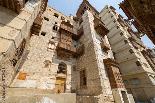 Buildings within the Al-Balad historical area of Jeddah in the western region of Saudi Arabia photo