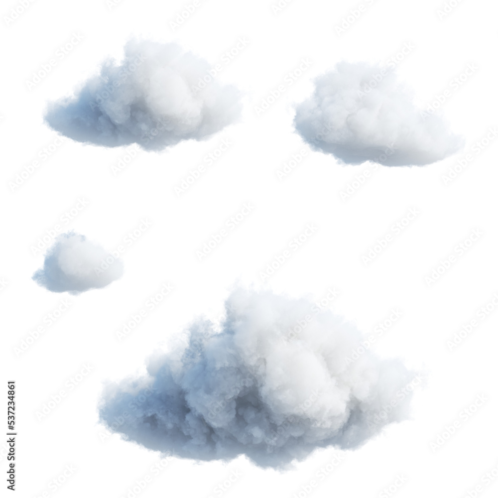 3d render, set of abstract fluffy clouds isolated on transparent ...