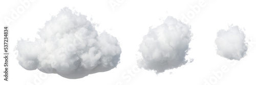3d render, set of abstract fluffy clouds isolated on transparent background, cumulus clip art collection photo