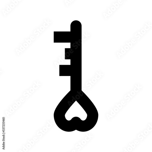 Heart Key Flat Vector Icon