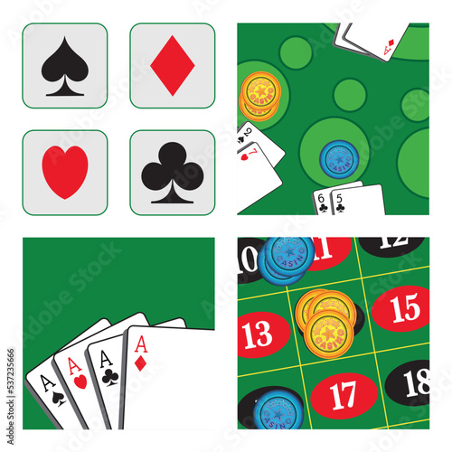 Cards and chips on the green table