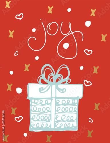 Christmas card  Joy inscription. - Vector illustration