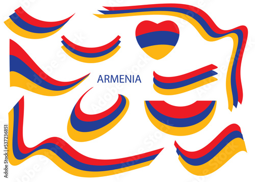 flag of Republic of Armenia - vector ribbons and curved shapes