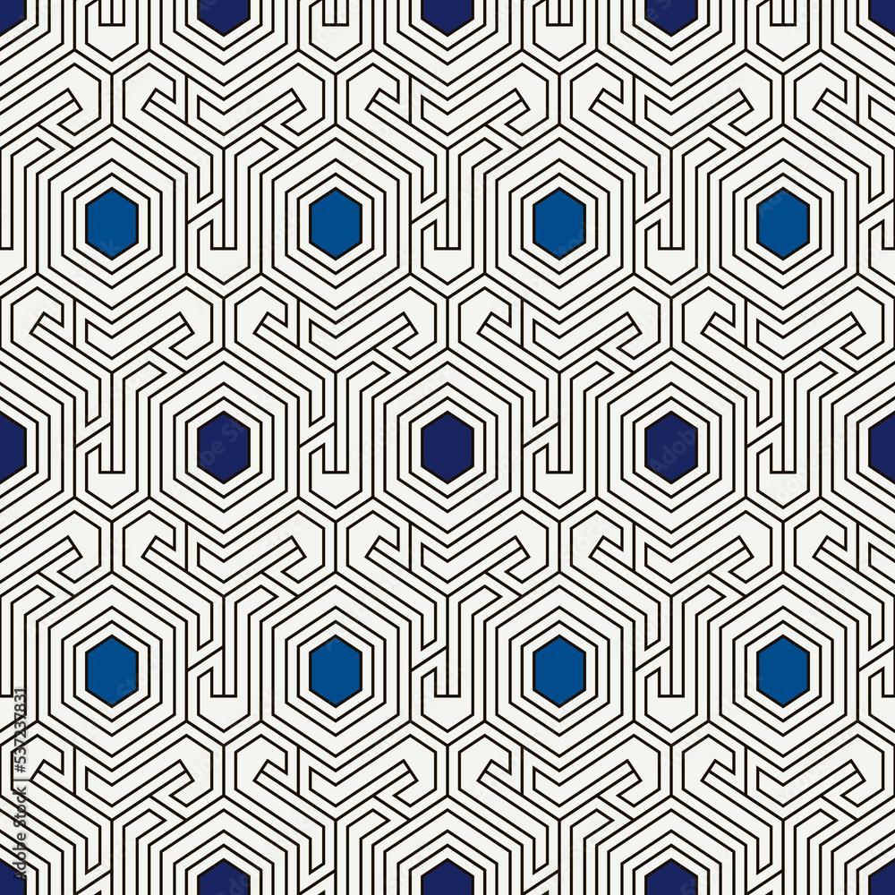 Honeycomb seamless pattern. Hexagon mosaic tiles ornament. Ethnic surface print. Repeated geometric figures background. Ornamental wallpaper. Modern geo design digital paper. Vector abstract Honeycomb seamless pattern. Hexagon mosaic tiles ornament. Ethnic surface print. Repeated geometric figures background. Ornamental wallpaper. Modern geo design digital paper. Vector abstract