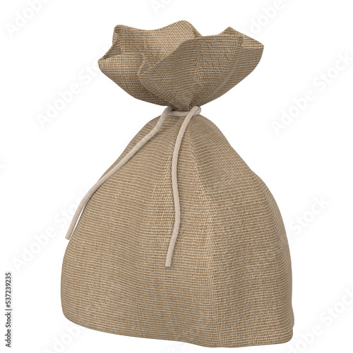 3d rendering illustration of a jute sack photo