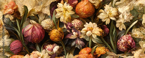 Slika na platnu Background artwork of Dutch flower arrangement