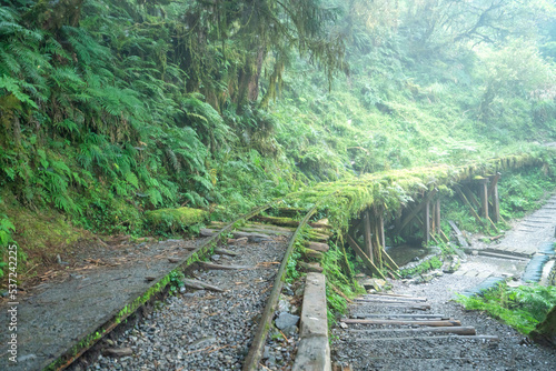 Beautiful Jianqing (Jiancing) historic trail, the forest railway of Taipingshan in Taiwan.