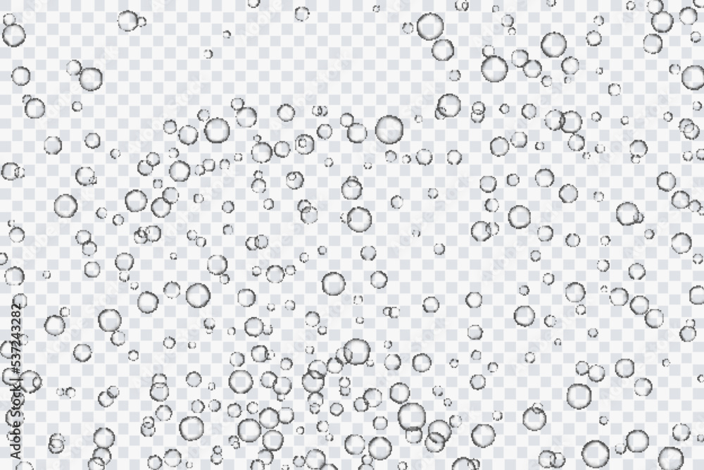 Air bubbles, oxygen, champagne crystal clear, isolated on a transparent background of modern design. Vector illustration of EPS 10. Air bubbles, oxygen, champagne crystal clear, isolated on a transparent background of modern design. Vector illustration of EPS 10.
