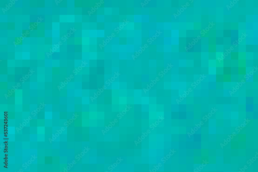 Abstract mosaic pattern, background shades of blue, turquoise, green.