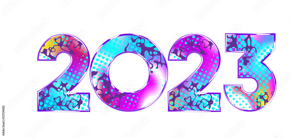 Abstract gradient halftone 2023 number design. 2023 Happy New Year Abstract gradient halftone 2023 number design. 2023 Happy New Year