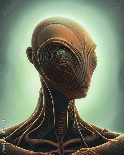 Artistic concept painting of a alien portrait, background illustration.
