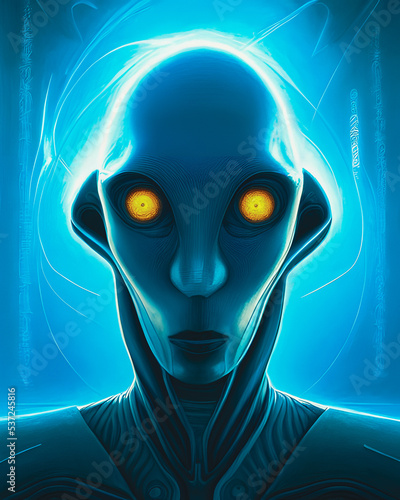Artistic concept painting of a alien portrait, background  illustration. © 4K_Heaven