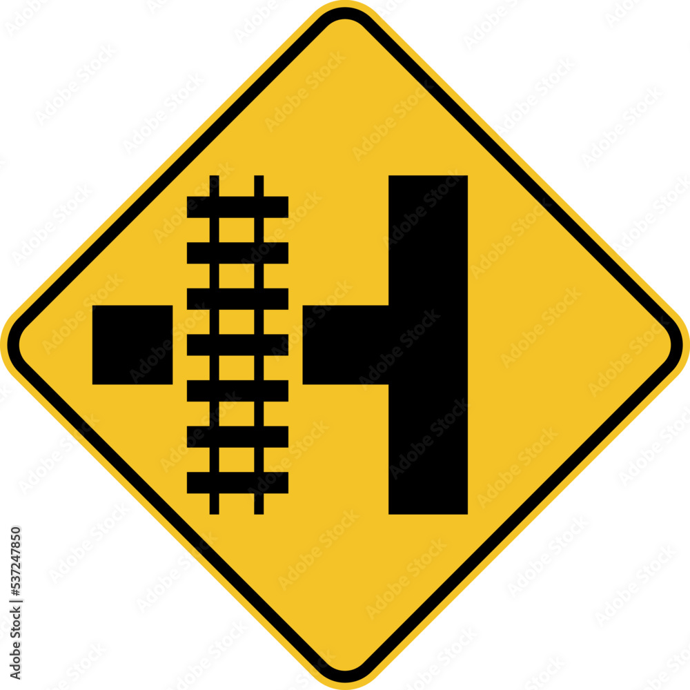 Highway Light Rail Transit Grade Crossing Left Sign Highway Light Rail Transit Grade Crossing Left Sign