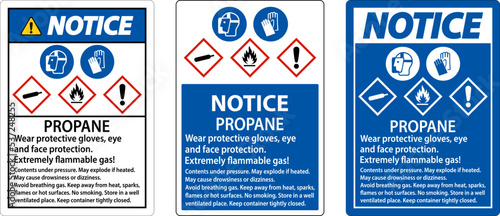 Notice Propane Flammable Gas PPE GHS Sign