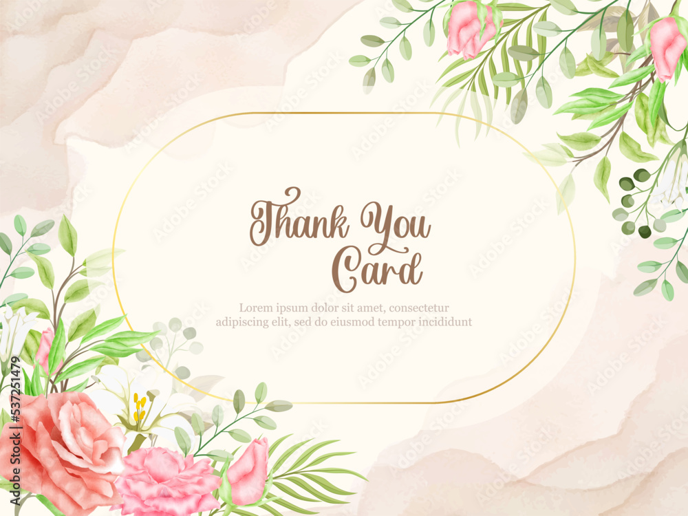 Floral Watercolor Thankyou Card Template