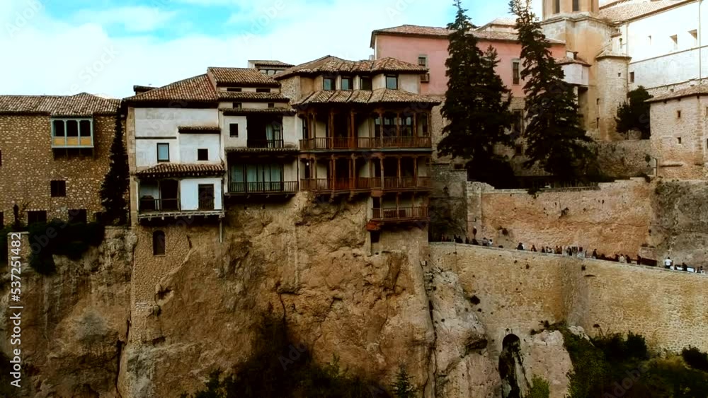 Descending down into the Huecar River gorge to view the hanging houses in Cuenca Descending down into the Huecar River gorge to view the hanging houses in Cuenca