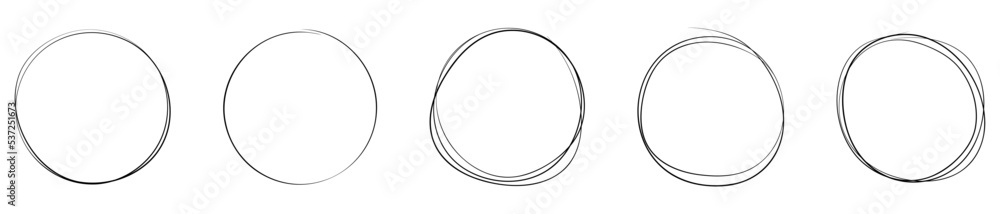 Hand drawning circle line sketch set. Vector illustration