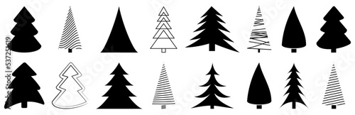 Christmas Tree Icons. X-mas Symbols. Vector illustration