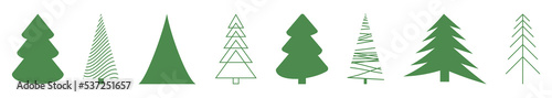 Collection of green Christmas trees. Vector illustration