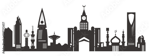 Saudi Arabia building vector illustration, banner and background