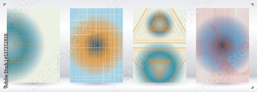 Minimal Minimal Geometric Vector Poster Design with Lines and Gradient Colorful Circles. Collection of Abstract Backgrounds for Covers, Flyers, Templates, Booklets, Cards, Brochures, Branding, etc.