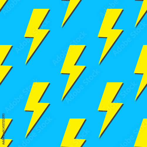 Electric lightning bolt seamless pattern. Vector background.