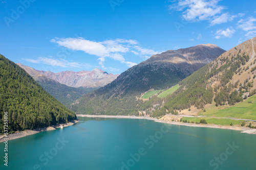 Fototapeta Naklejka Na Ścianę i Meble -  drone  flight over Lake  Vernagt Stausee in South Tyrol