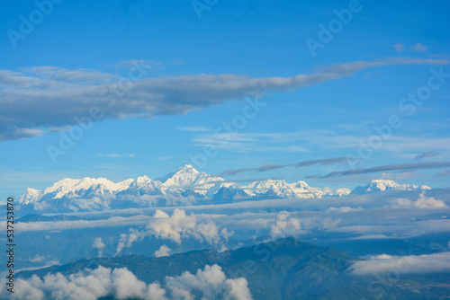 Panoramic view of Mount Kanchenjunga range from Rishyap, Kalimpong