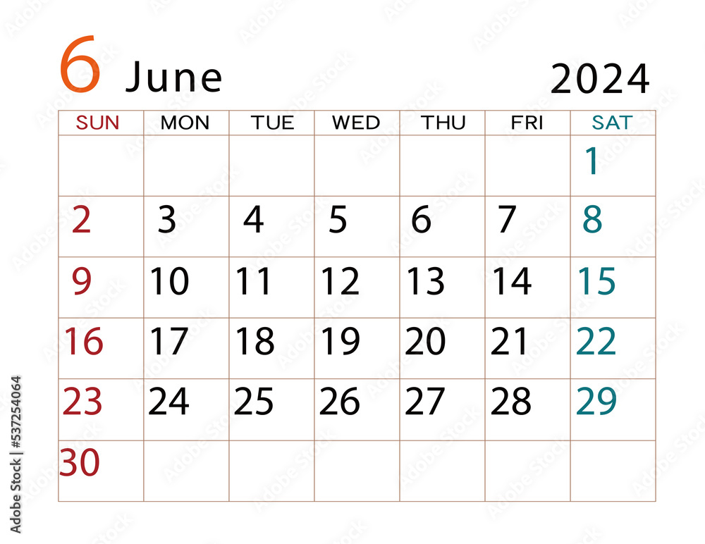 2024年カレンダー 6月 2024年カレンダー 6月