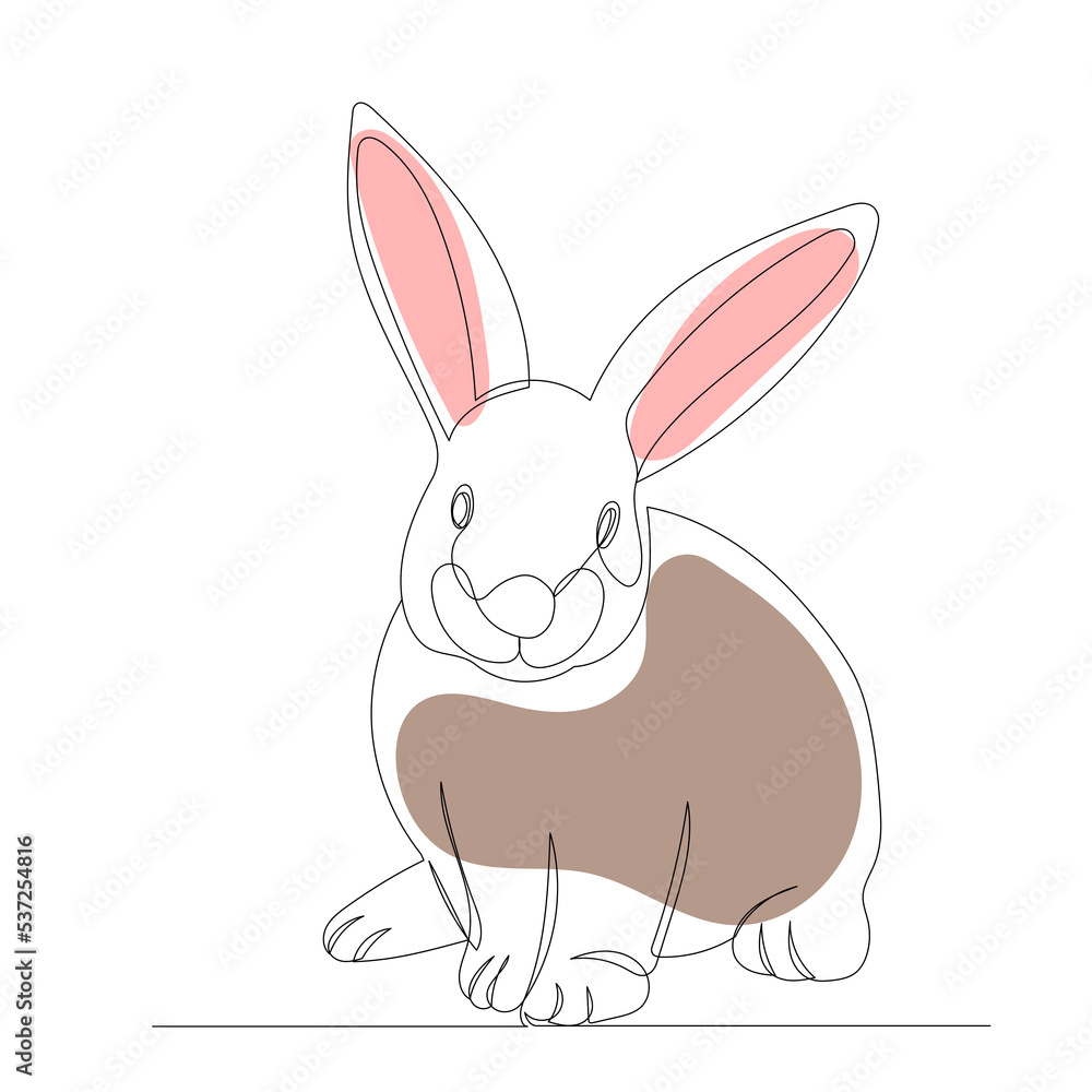 cute rabbit drawing by one continuous line, isolated vector cute rabbit drawing by one continuous line, isolated vector