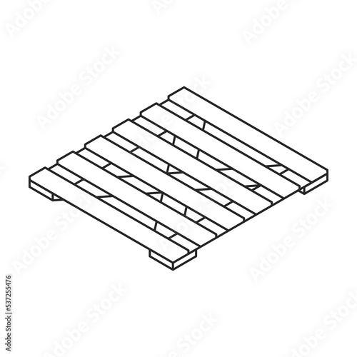 Pallet wooden vector icon. Isometric outline vector icon isolated on white background pallet wooden.